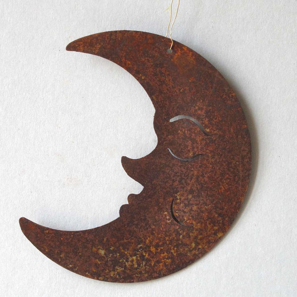 Anhänger Mond mit Gesicht Rost Saremo Metalldesign