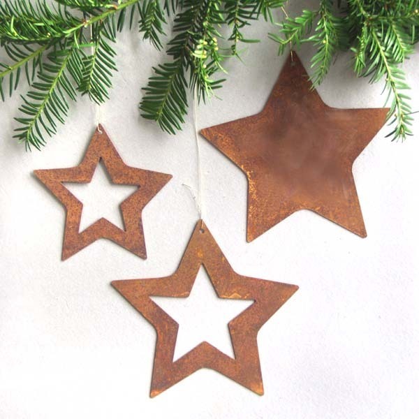 Anhänger Sterne Stars 3-tlg Rost Weihnachtsbaum
