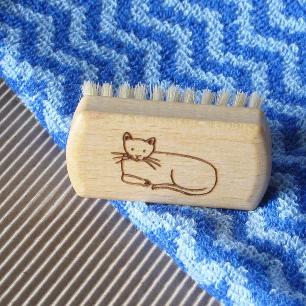 Kinderhandbürste Holz Katzen-Motiv von Keller-Bürsten