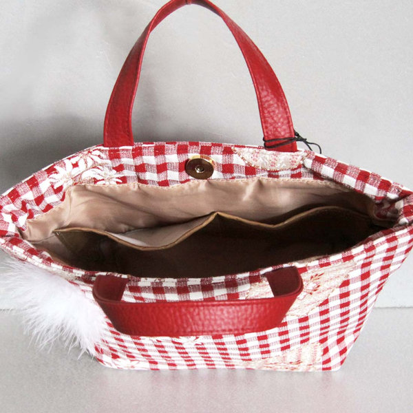 Handtasche Tasche rot-weiß Alpenkaro Belly Moden