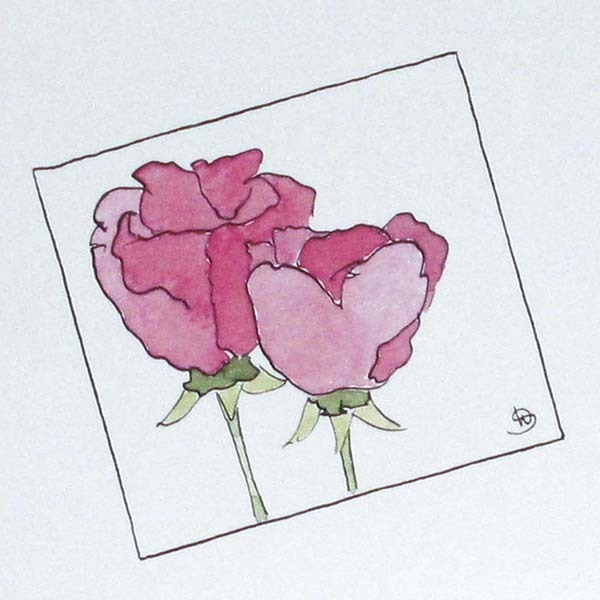 Klappkarte Rosa Rosen von Herzenskunst