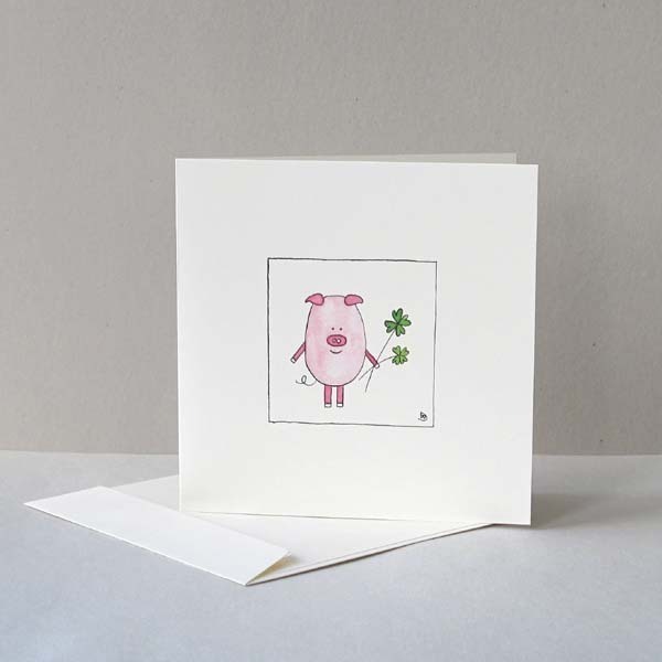 Herzenskunst Glücksschweinchen Klappkarte mit Umschlag