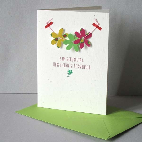 Geburtstagskarte Blütengirlande-Anhänger transehe design