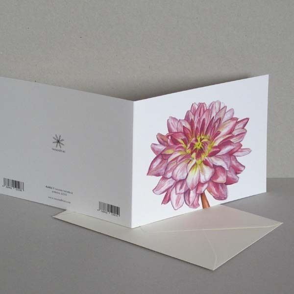 Dahlie pink Faltkarte mit Umschlag von tausendblatt