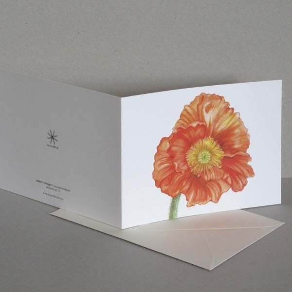 Mohnblume orangerot Faltkarte mit Umschlag tausendblatt
