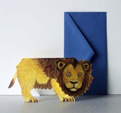 Löwe Grußkarte 3-D Tierfaltkarte mit Umschlag Glückwunschkarte
