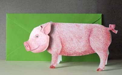 Schwein 3-D Tierfaltkarte von Gollnow Paper Creations
