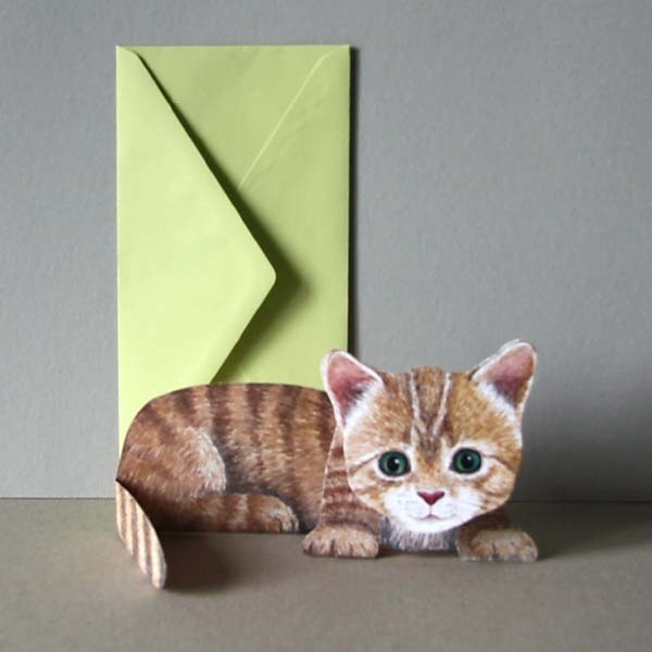 Kleine Katze 3-D Tierfaltkarte von Gollnow Paper Creations