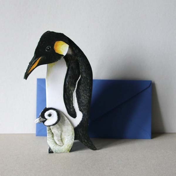Pinguin mit Küken 3-D Tierfaltkarte von Gollnow Paper Creations