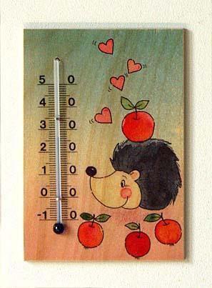 Thermometer Igel mit Herz 13cm hoch zum Hängen Kinderzimmer