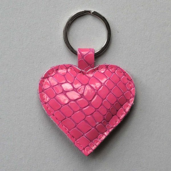 Key Heart croco-pink Schlüsselanhänger Herz von papoutsi! Berlin