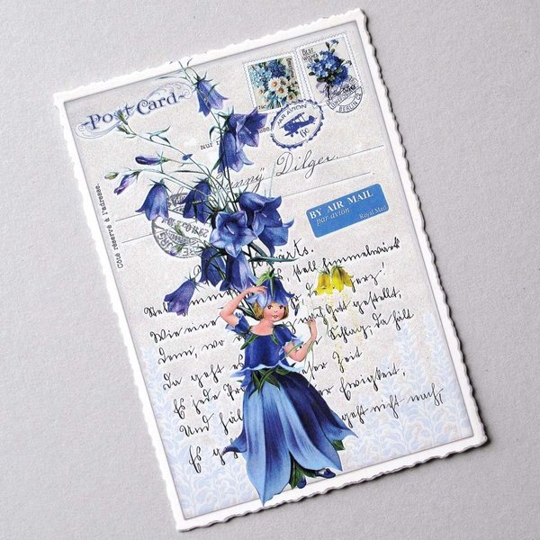 Postkarte Blumenelfe Glockenblume blau ACTEtre