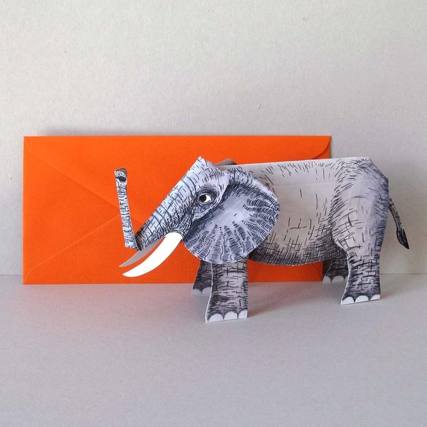 Elefant 3-D Tierfaltkarte von Gollnow Paper Creations