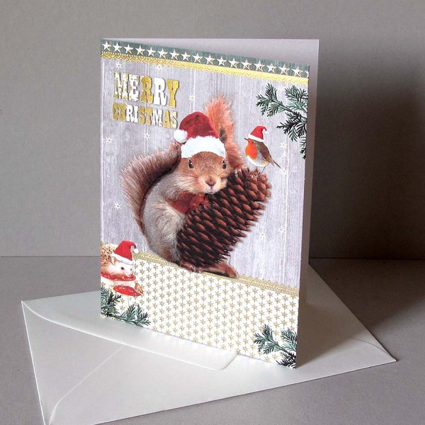 Weihnachtskarte mit Eichhörnchen und Zapfen von ACTEtre