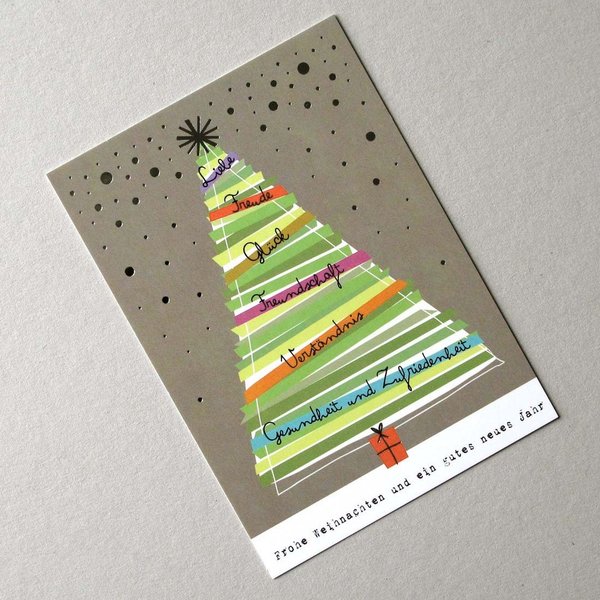 Postkarte Weihnachten Baum mit Silberpunkte von ACTEtre