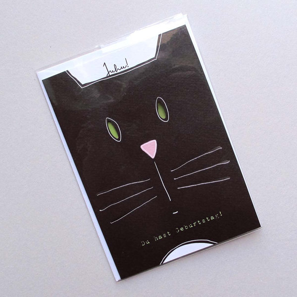 Klappkarte Schwarze Katze Glückwunschkarte von ACTEtre